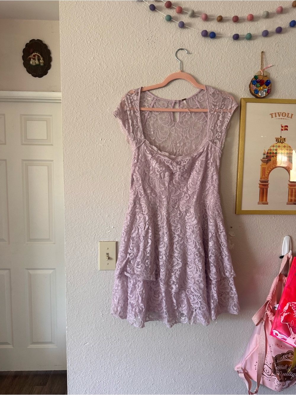Free People Lavender Lace 12 Tiered Mini Dress